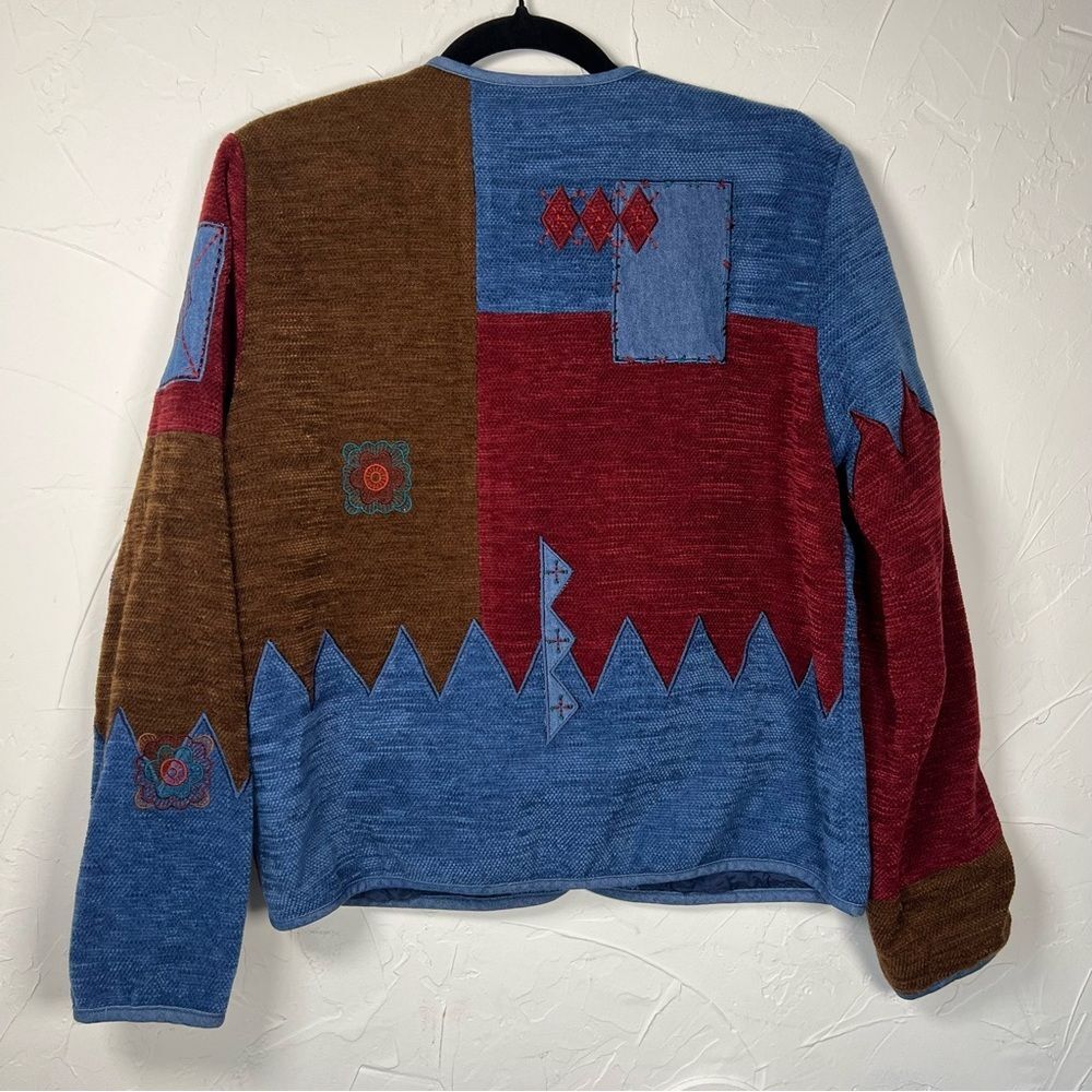 Vintage Koret City Blues Patchwork Chenille Jacket Geometric Boho Artsy Size M - Picture 8 of 8